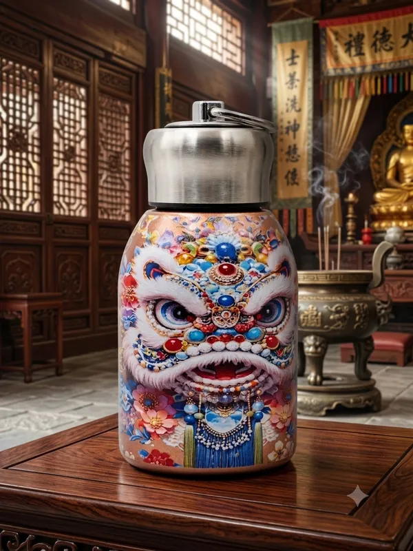 Stainless_Steel_Chinese_Lion_Dance_Print_Water_Bottle