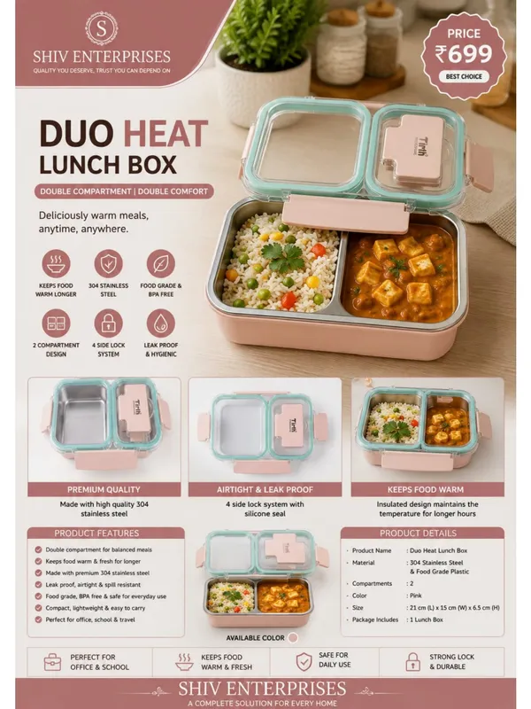 304_Stainless_Steel_Double_Compartment_Lunch_Box