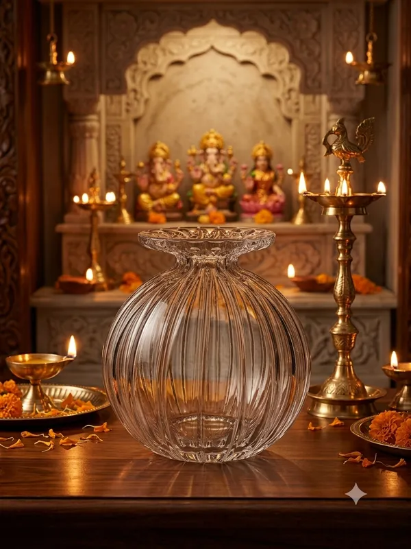 Glass_Ribbed_Decorative_Flower_Vase