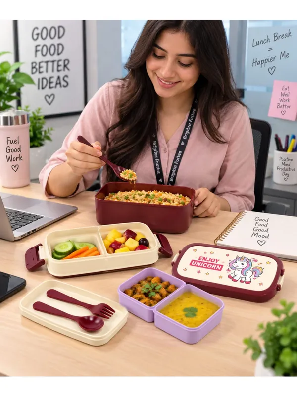 Maroon_Plastic_3_Layer_Lunch_Box_With_Spoon_And_Fork