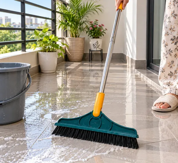 White_And_Green_Handheld_Squeegee_And_Long_Handle_Floor_Wiper_Set_Of_2