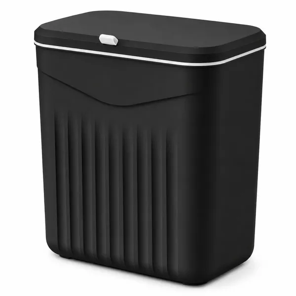 Black_Plastic_Wall_Mounted_Trash_Bin