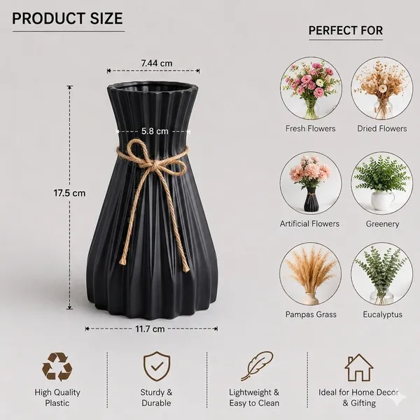 Black_Plastic_Decorative_Vase_Pack_Of_3