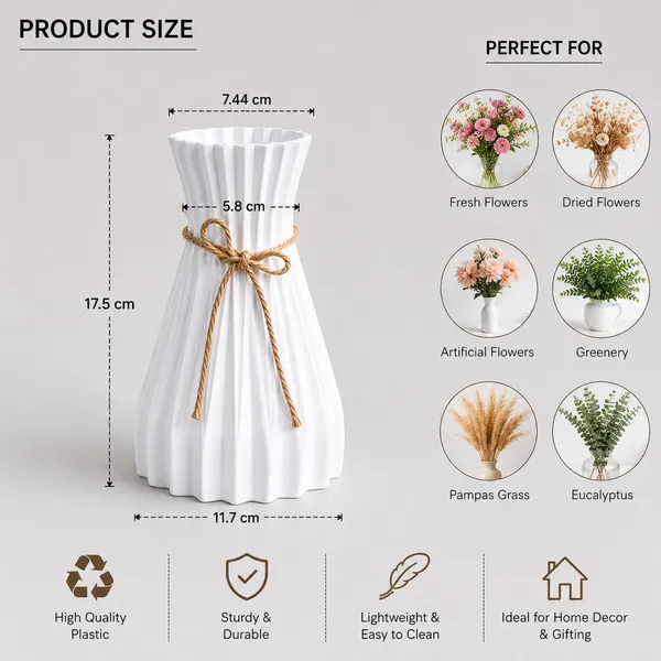 White_Plastic_Decorative_Flower_Vase_Pack_Of_3