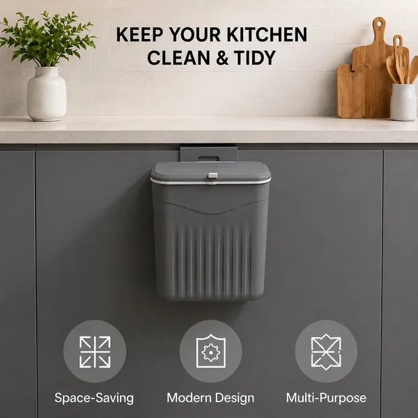 Grey_Plastic_Wall_Mounted_Kitchen_Dustbin