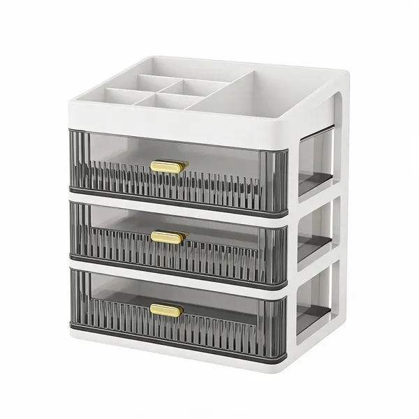 White_And_Grey_Plastic_Storage_Drawer_Organizer