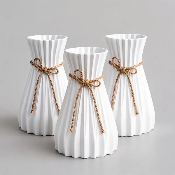 White_Plastic_Decorative_Flower_Vase_Pack_Of_3