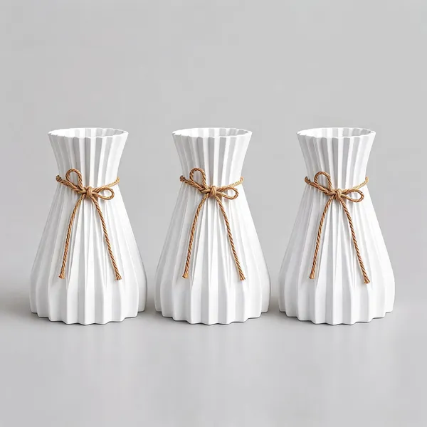 White_Plastic_Decorative_Flower_Vase_Pack_Of_3