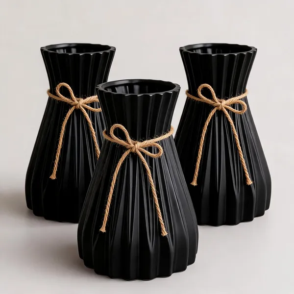 Black_Plastic_Decorative_Vase_Pack_Of_3