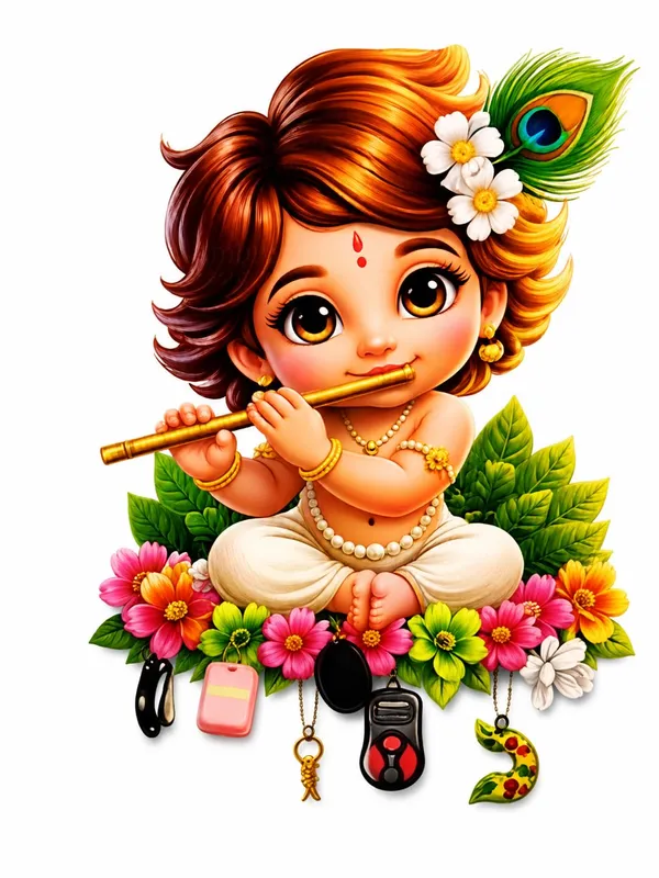 Premium_Hd_Uv_Printed_Bal_Krishna_3d_Designer_Wooden_Key_Holder_Home_And_Office_Decor_7_5_X_5_5_Inch_Wood_Pink