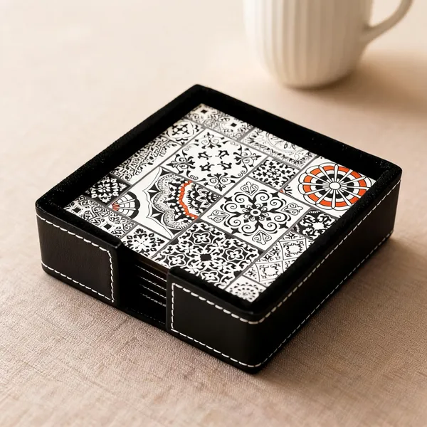 Cork_Black_Square_Coaster_Set_Of_6