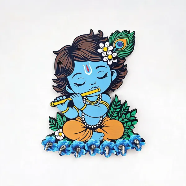 Wood_Devotional_Baby_Krishna_Blue_Wall_Key_Holder_-_Pack_of_2