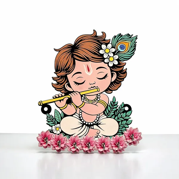 Mdf_Devotional_Krishna_Multicolor_Wall_Key_Holder_-_Pack_of_2