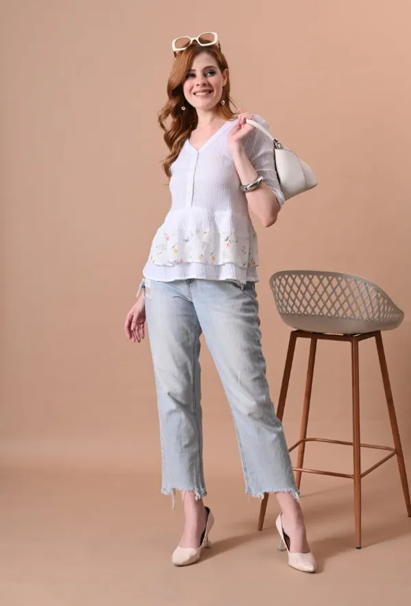 White_Cotton_Peplum_Top_with_Floral_Print