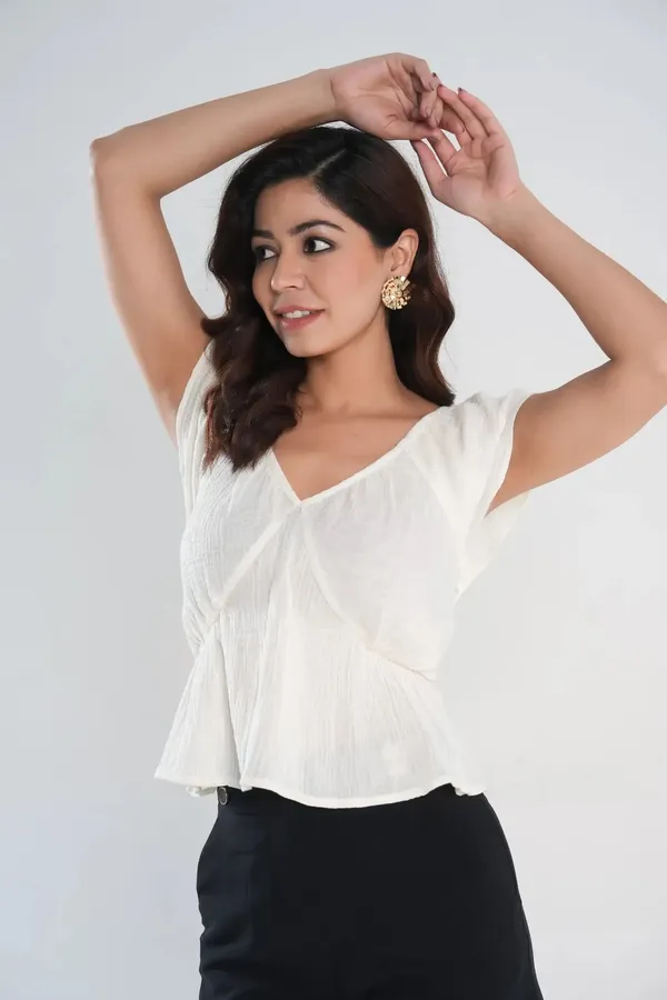 Off-White_Cotton_Ruffle_Sleeve_Peplum_Top