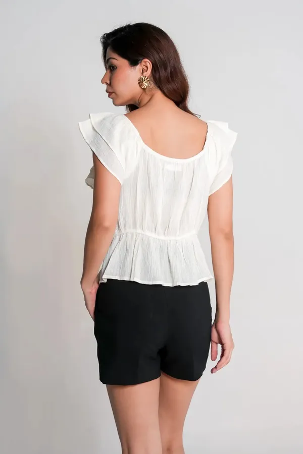 Off-White_Cotton_Ruffle_Sleeve_Peplum_Top