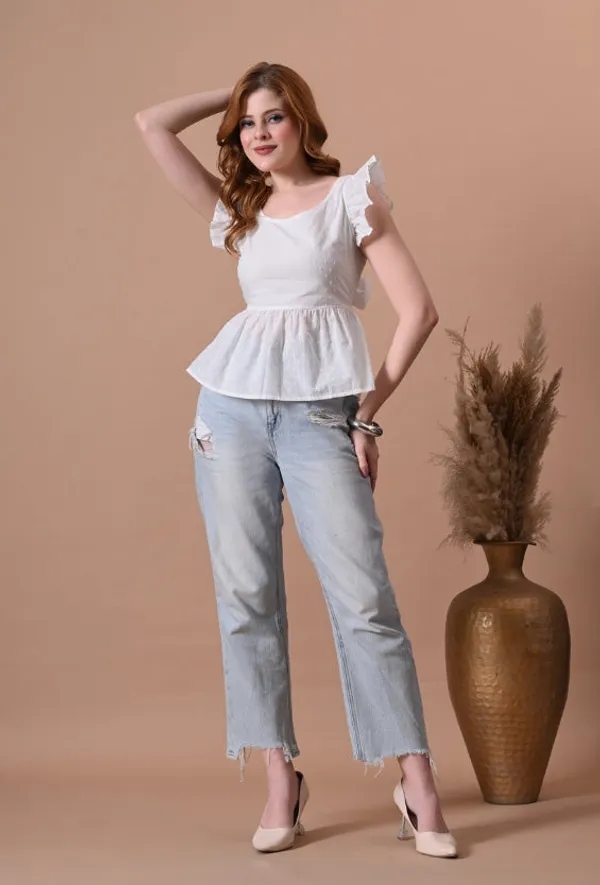 White_Swiss_Dot_Ruffle_Sleeve_Peplum_Top_with_Back_Bow