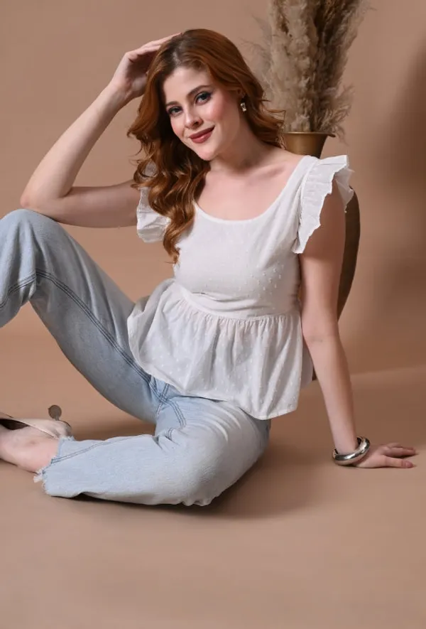 White_Swiss_Dot_Ruffle_Sleeve_Peplum_Top_with_Back_Bow