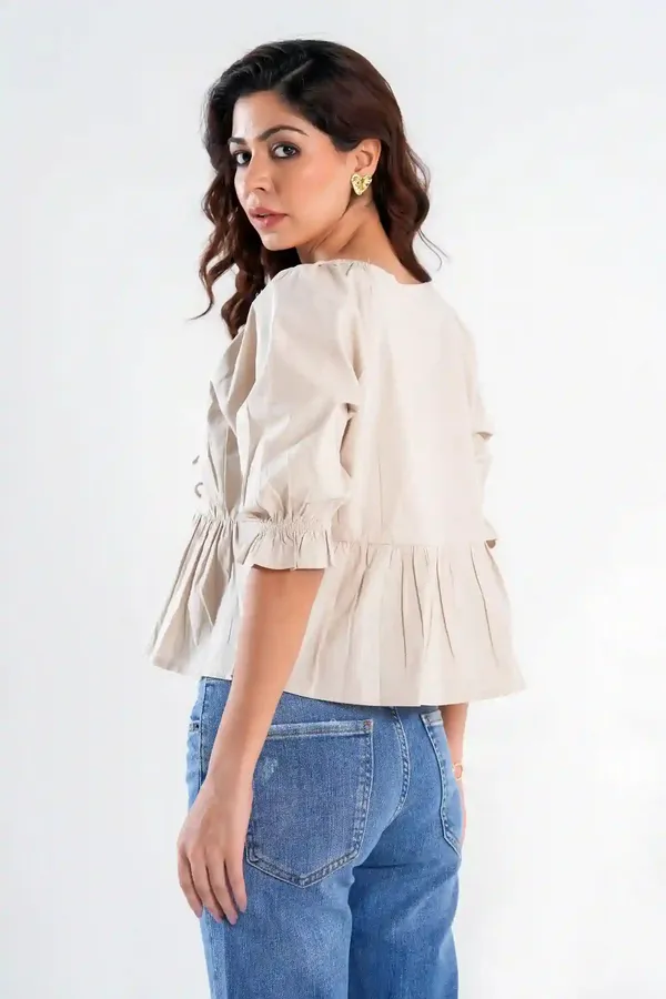 Beige_Cotton_Peplum_Top_with_Tie_Front_and_Puff_Sleeves