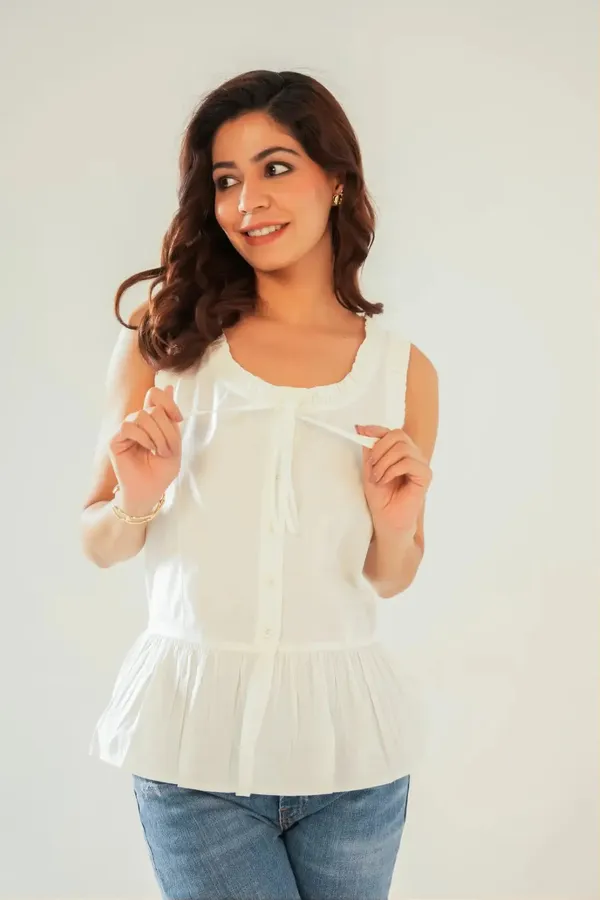 White_Sleeveless_Peplum_Button_Up_Top_with_Frill_detail