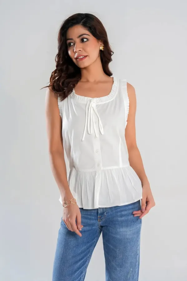 White_Sleeveless_Peplum_Button_Up_Top_with_Frill_detail