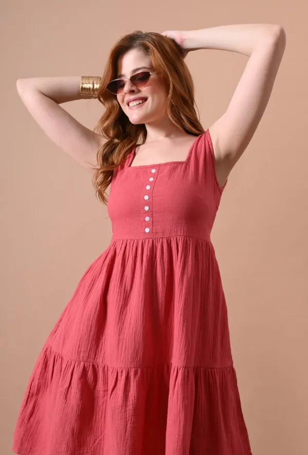 Women's_Coral_Cotton_Tiered_Dress