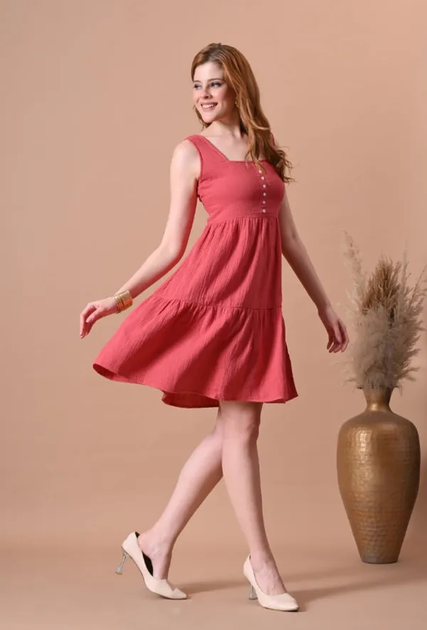 Women's_Coral_Cotton_Tiered_Dress