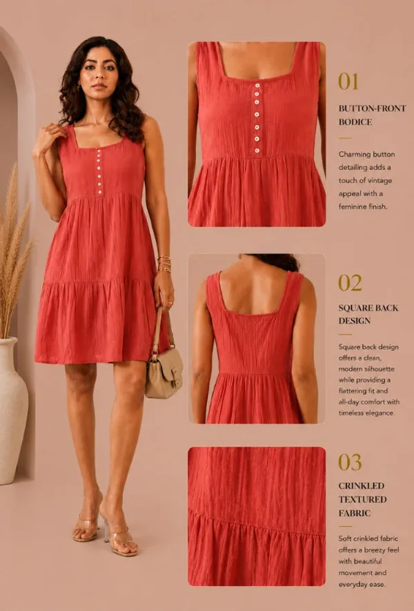Women's_Coral_Cotton_Tiered_Dress