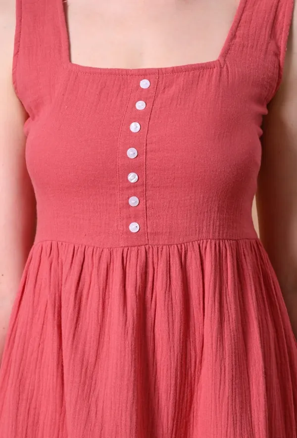 Women's_Coral_Cotton_Tiered_Dress