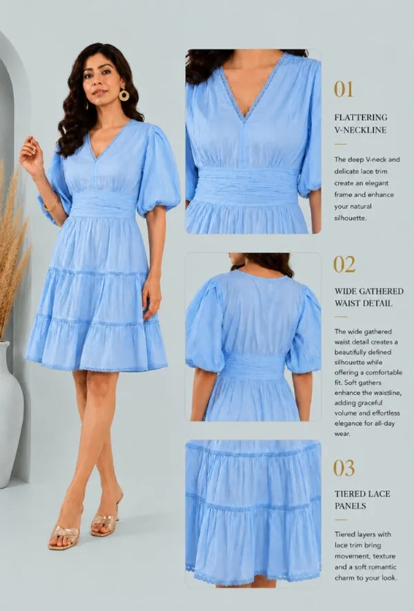 Women's_Blue_Tiered_Dress_with_Balloon_Sleeves_and_Lace_detail