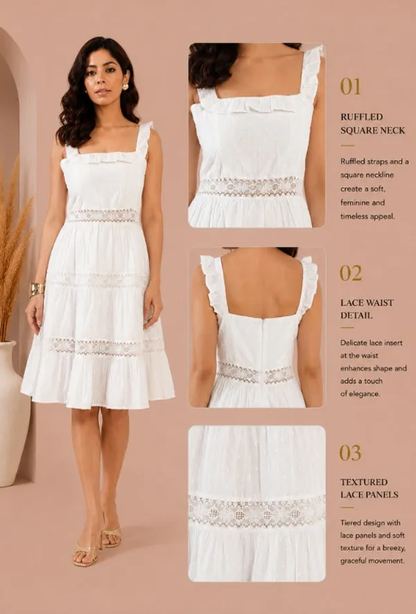 White_Swiss_Dot_Ruffle_Strap_Lace_Dress