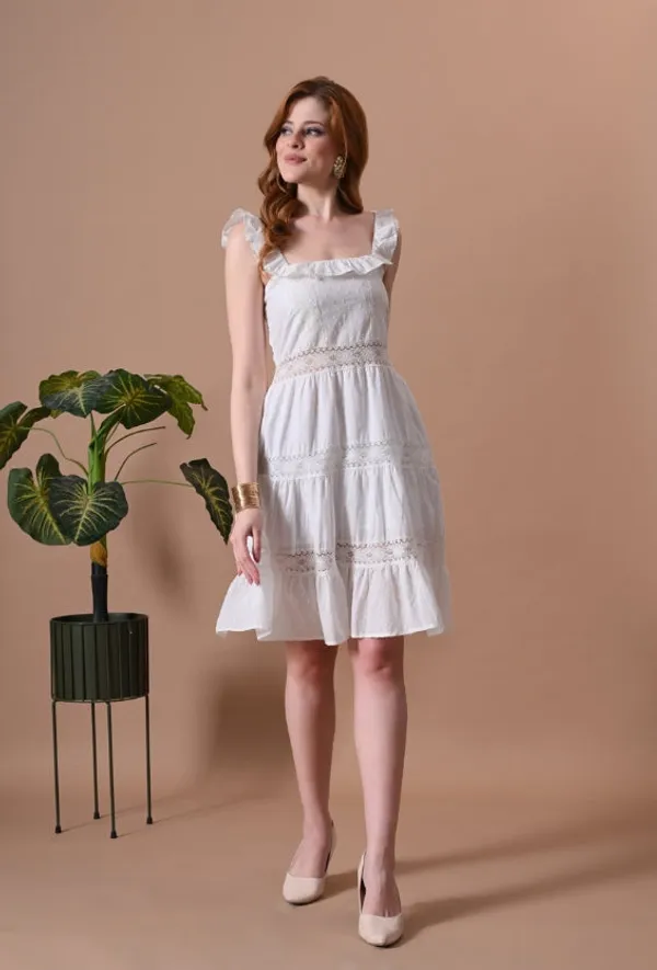 White_Swiss_Dot_Ruffle_Strap_Lace_Dress