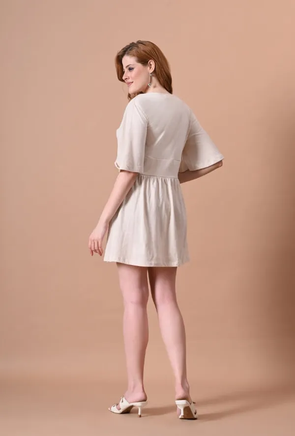 Women's_Beige_Wrap_Mini_Dress_with_Kimono_Sleeves_and_Ruched_Waist