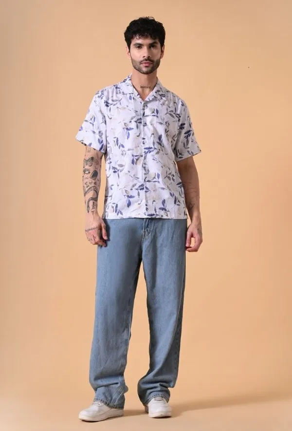 White_&_Blue_Leaf_Print_Oversized_Summer_Shirt