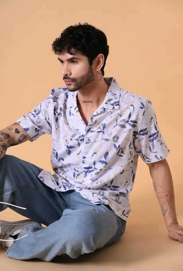 White_&_Blue_Leaf_Print_Oversized_Summer_Shirt