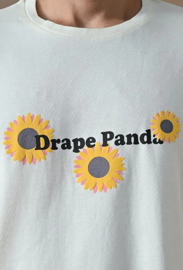 White_Graphic_Sunflower_Puff_Print_Oversized_Tee
