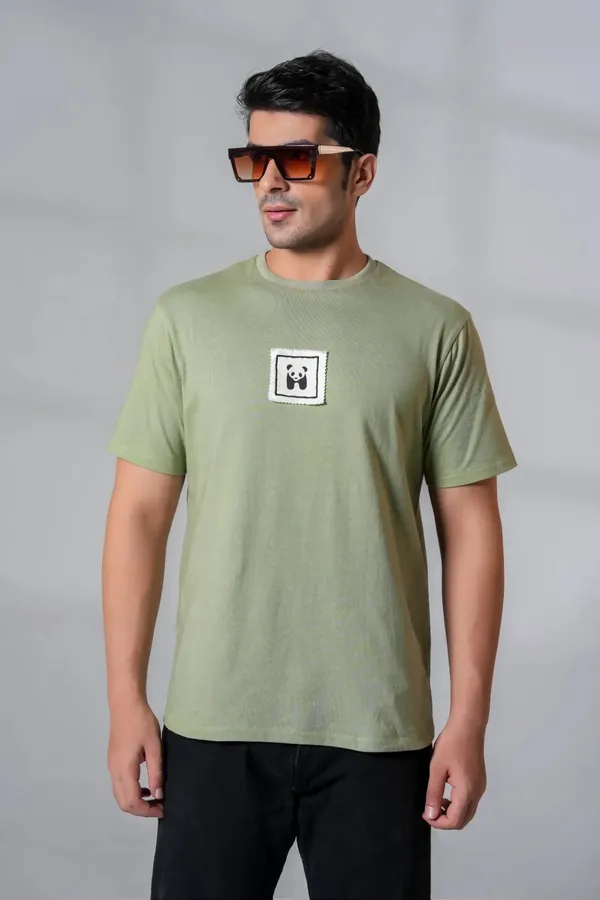 Olive_Green_Casual_Tee_with_Minimal_Panda_Patch
