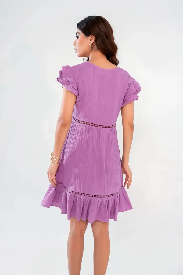 Purple_Cotton_Ruffle_Sleeve_&_Hem_Short_Dress