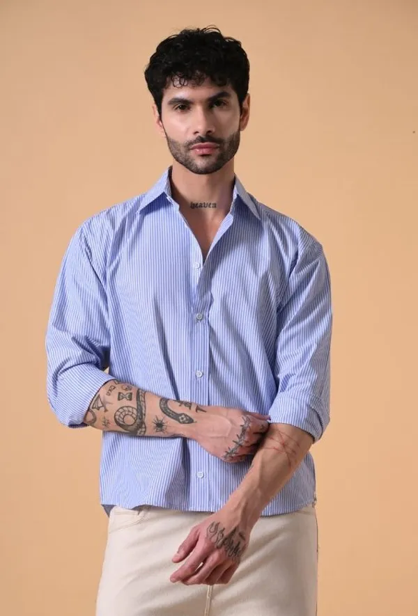Blue_&_White_Striped_Cotton_Shirt_with_Back_Print_For_Men