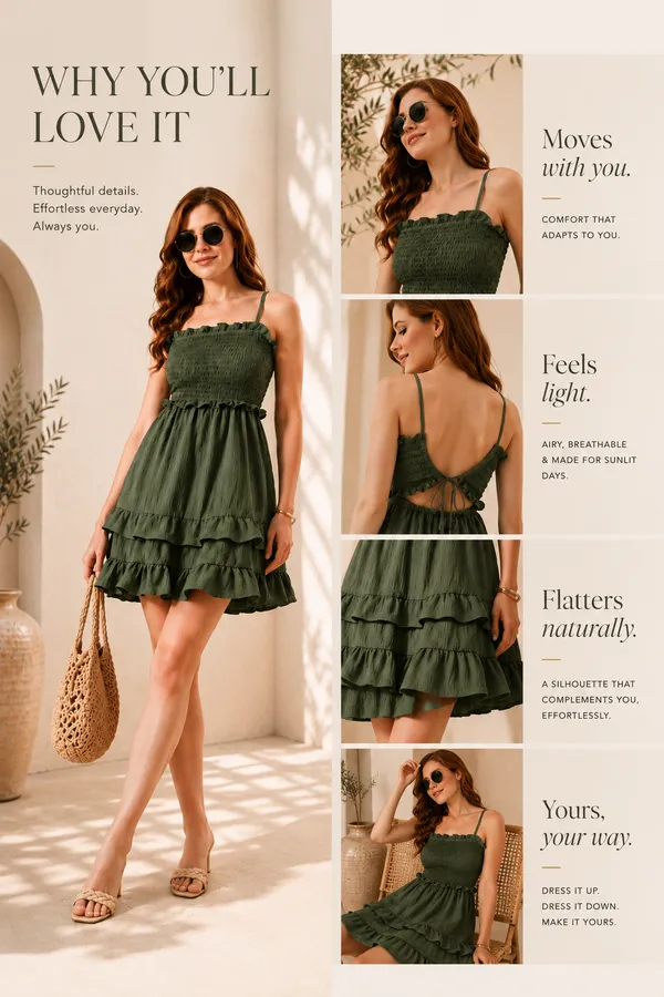 Olive_Green_Smocked_Mini_Dress_with_Back_Tie_Detail_For_Women