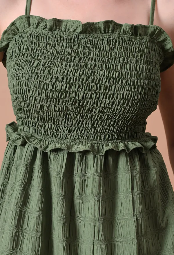 Olive_Green_Smocked_Mini_Dress_with_Back_Tie_Detail_For_Women