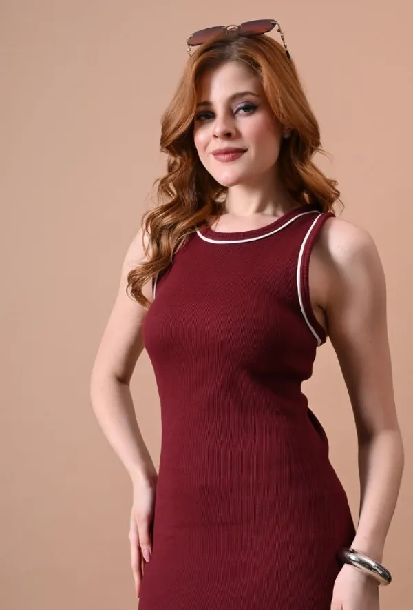 Wine_Cotton_Rib_Bodycon_Mini_Dress_For_Women