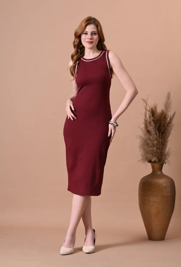 Wine_Cotton_Rib_Bodycon_Mini_Dress_For_Women