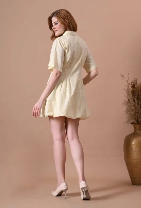 Buttercup_Yellow_Cotton_Shirt_Dress_For_Women