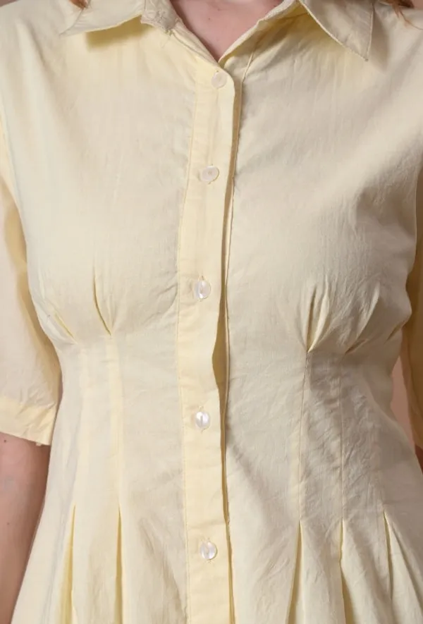 Buttercup_Yellow_Cotton_Shirt_Dress_For_Women