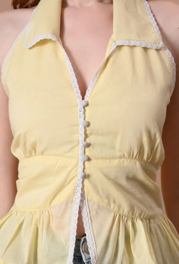 Buttercup_Yellow_Cotton_Backless_Halter_Top_For_Women