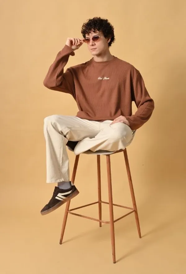 Mocha_Brown_Back_Print_Long_Sleeve_Waffle_T-Shirt