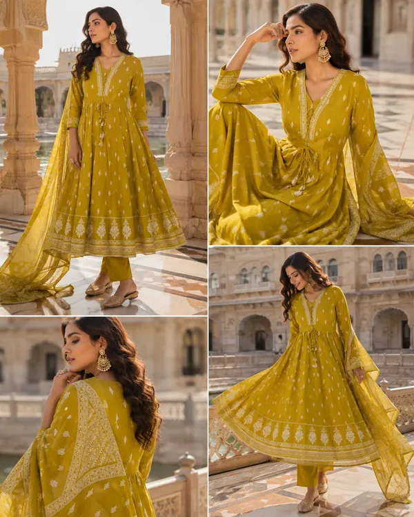 Mustard_Printed_Anarkali_Suit_Set_for_Women