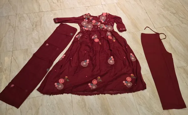 Maroon_Embroidered_Anarkali_Suit_Set_For_Women