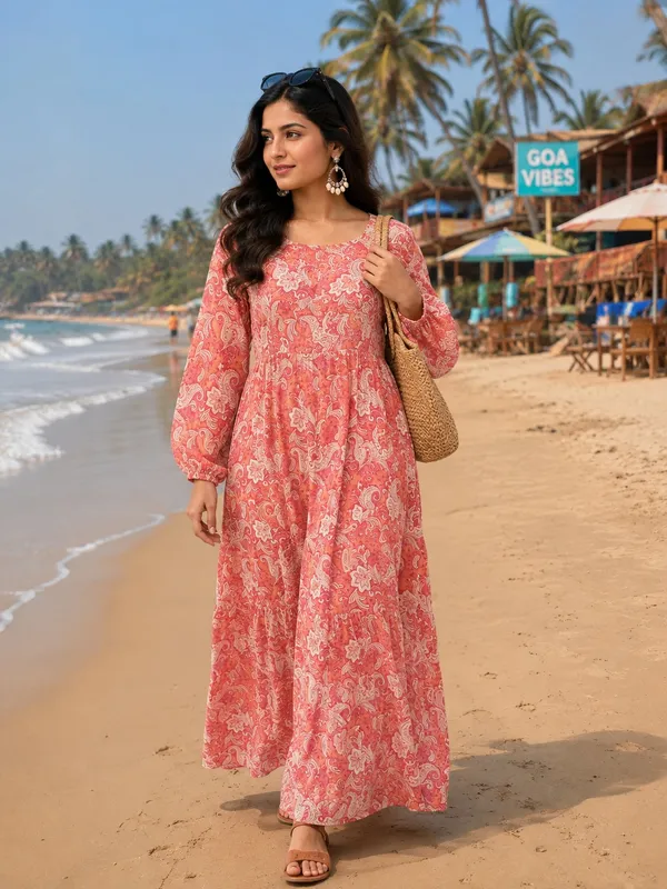 Coral_Printed_Long_Sleeve_Maxi_Dress_for_Women